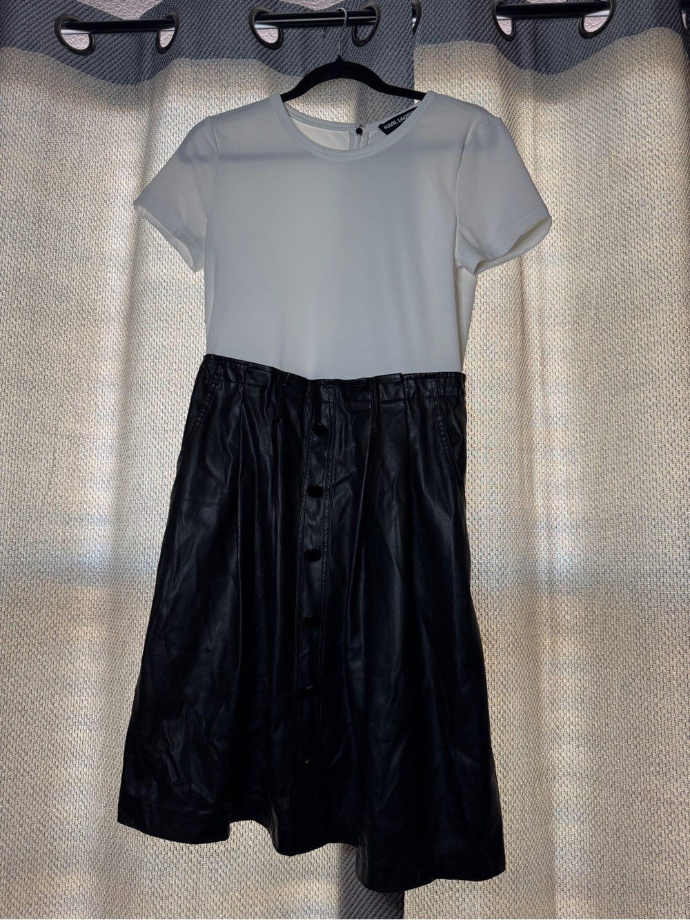 Karl Lagerfeld Black & White Leather Dress